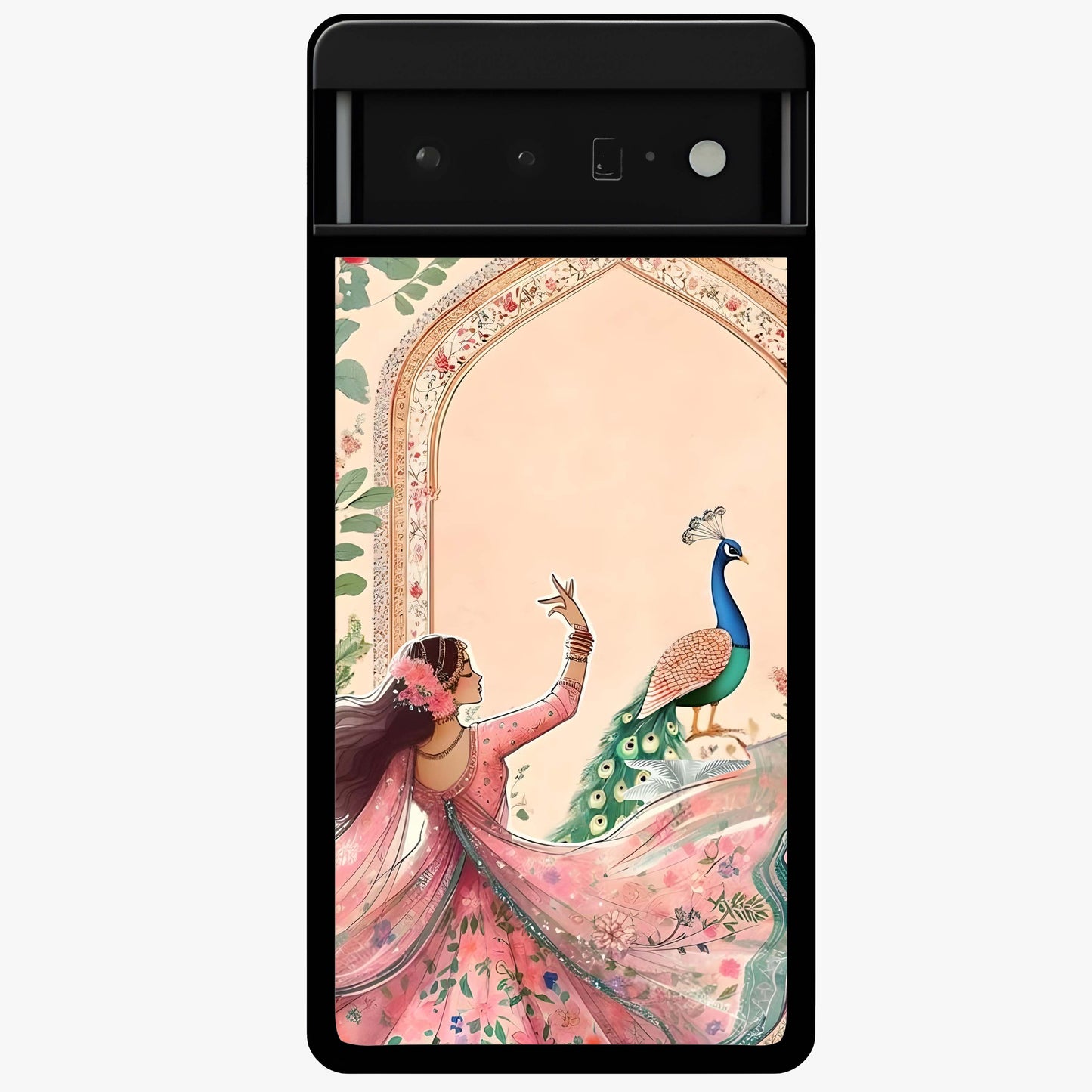 Royal Grace Muse Glass Case showing flat back view with elegant artistic artwork and glossy glass finish.