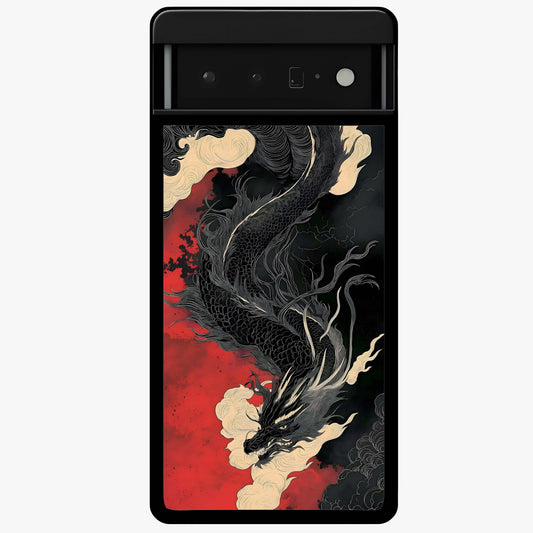 Shadow Dragon Fury Glass Case showing flat back view with fierce dragon artwork and glossy glass finish.