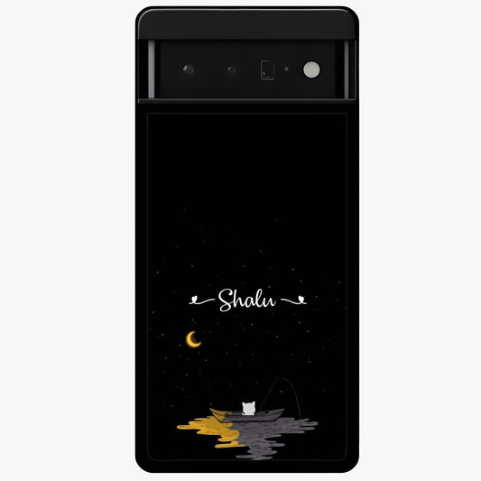 Silent Night Row Glass Case showing flat back view with calm night themed artwork and glossy glass finish.