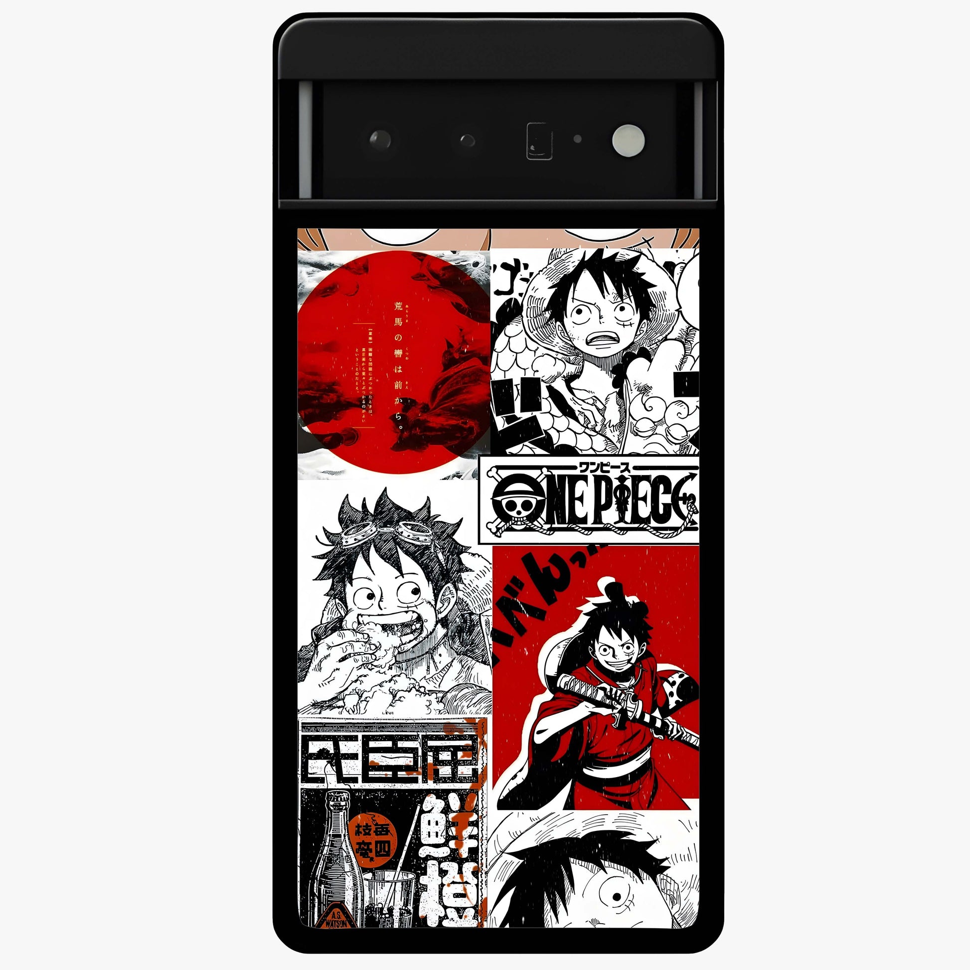 Strawhat Chaos Panels Glass Case showing flat back view with anime inspired chaos panel artwork and glossy glass finish.