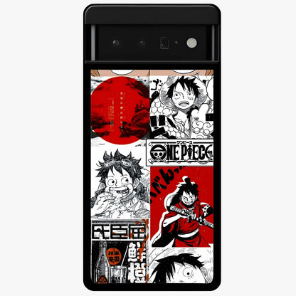 Strawhat Chaos Panels Glass Case showing flat back view with anime inspired chaos panel artwork and glossy glass finish.