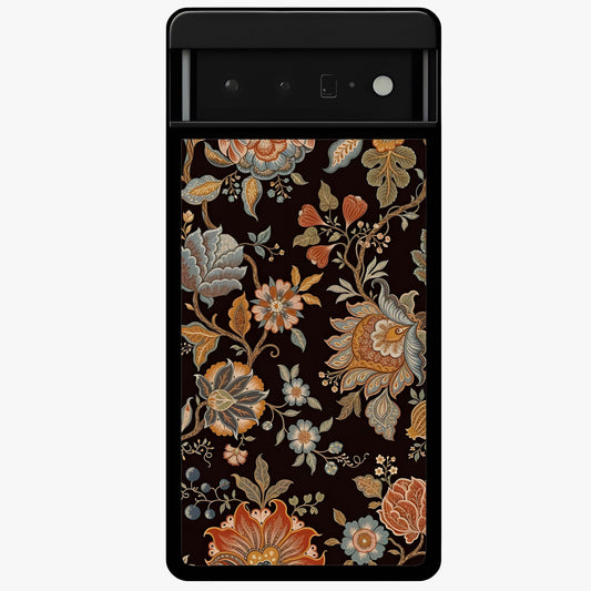 Vintage Floral Dream Glass Case showing flat back view with classic floral artwork and glossy glass finish.