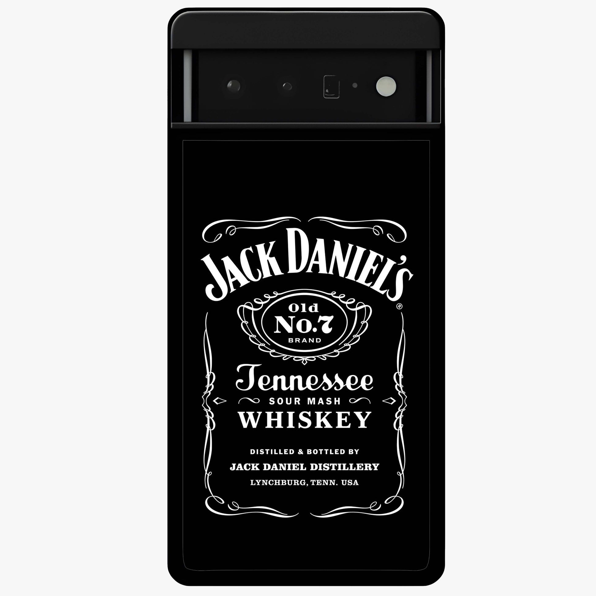 Vintage Whiskey Heritage Glass Case showing flat back view with classic whiskey inspired artwork and glossy glass finish.