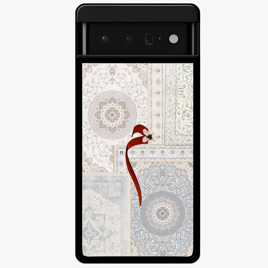 White Aesthetic Bow Glass Case showing flat back view with minimal bow artwork and glossy glass finish.