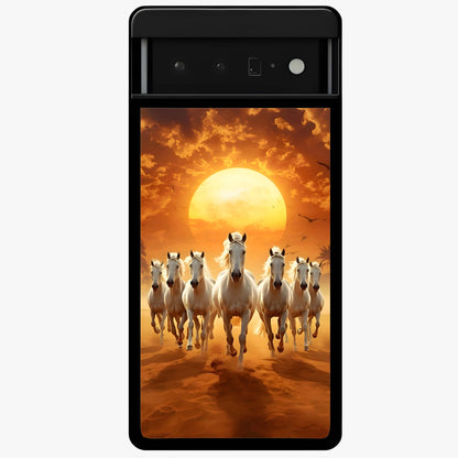 Wild Sunset Majesty Glass Case showing flat back view with majestic sunset landscape artwork and glossy glass finish.