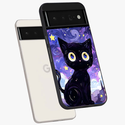 Abstract Cat Art Glass Case displayed in angled mockup highlighting modern abstract cat artwork and sleek glass surface.