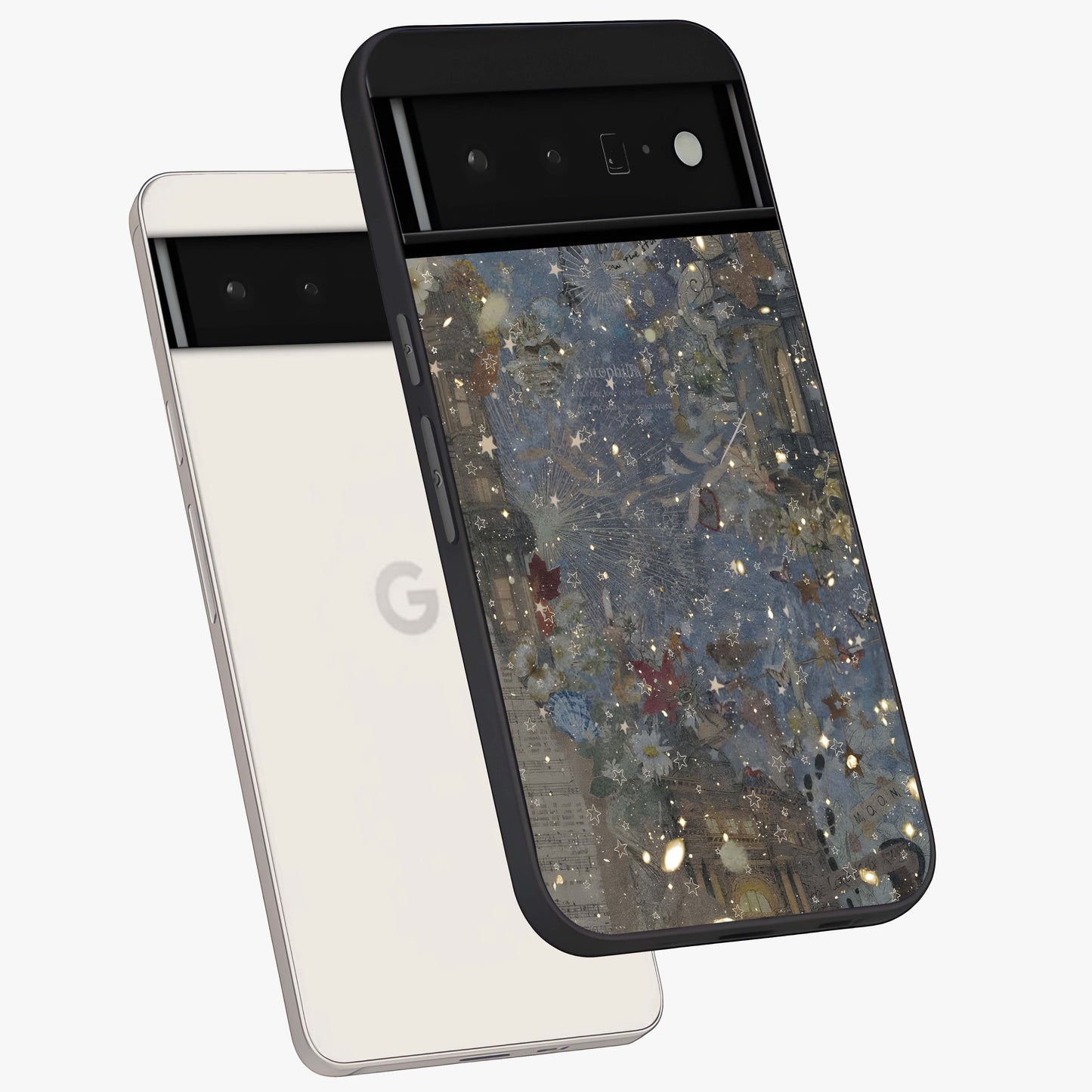 Aesthetic Astrolophia Glass Case displayed in angled mockup highlighting artistic aesthetic elements and smooth glass surface.