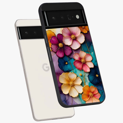 Artlyn Grace Flower Pattern Glass Case displayed in angled mockup highlighting delicate flower pattern design and smooth glass surface.