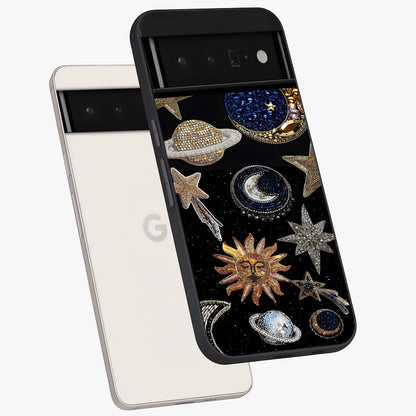 Celestial Gem Constellations Glass Case displayed in angled mockup highlighting gemstone inspired constellation design.