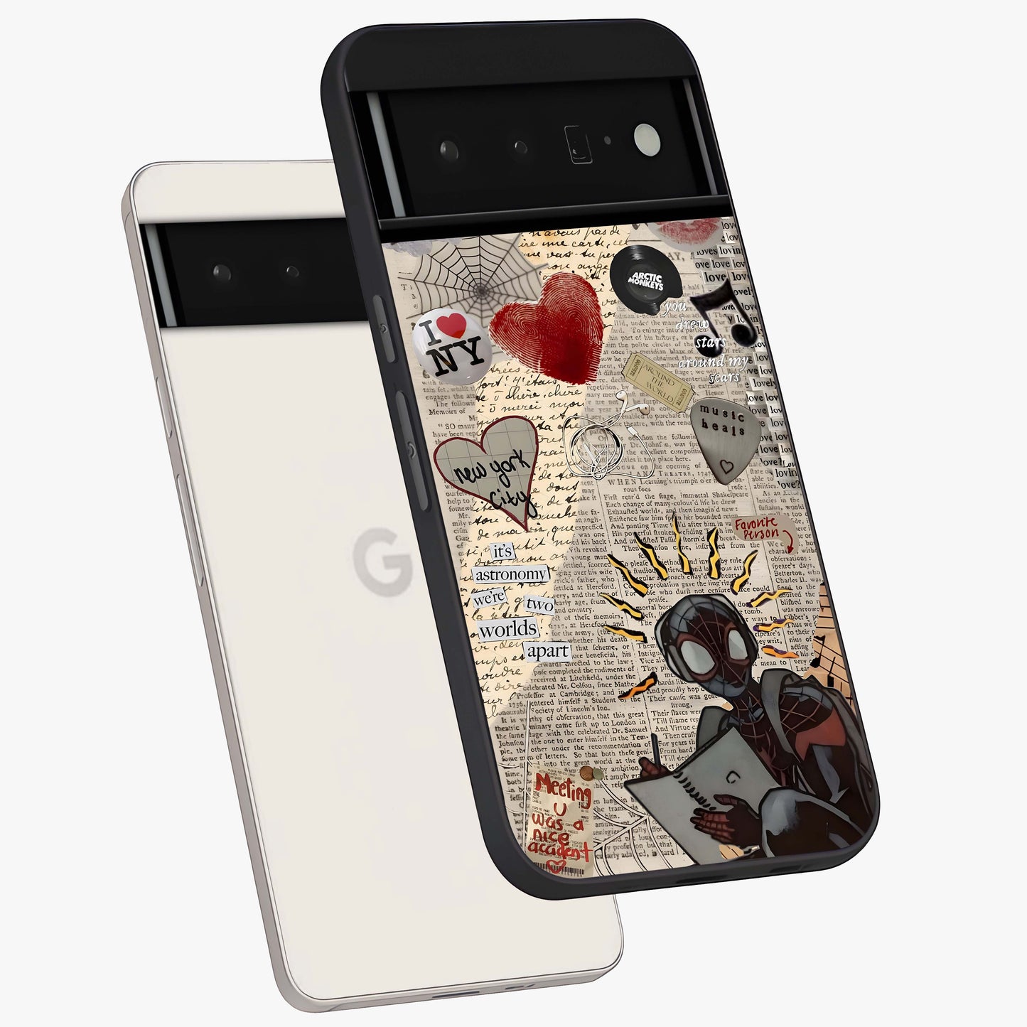 City Dream Sketch Glass Case displayed in angled mockup highlighting minimal city illustration with aesthetic sketch style.