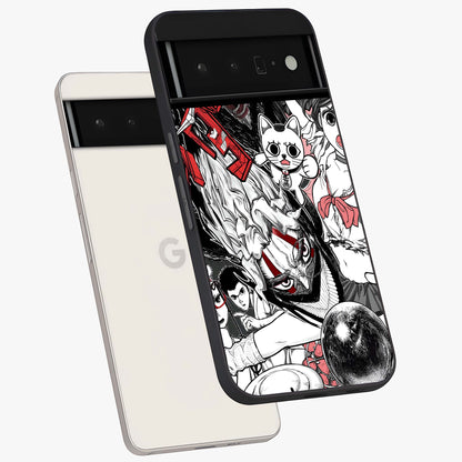 Crimson Chaos Panel Glass Case displayed in angled mockup highlighting chaotic panel style design with modern graphic theme.