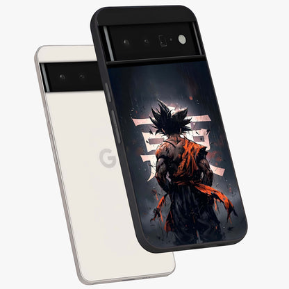 Dark Warrior In Rain Glass Case displayed in angled mockup highlighting dramatic warrior illustration with dark rain aesthetic.