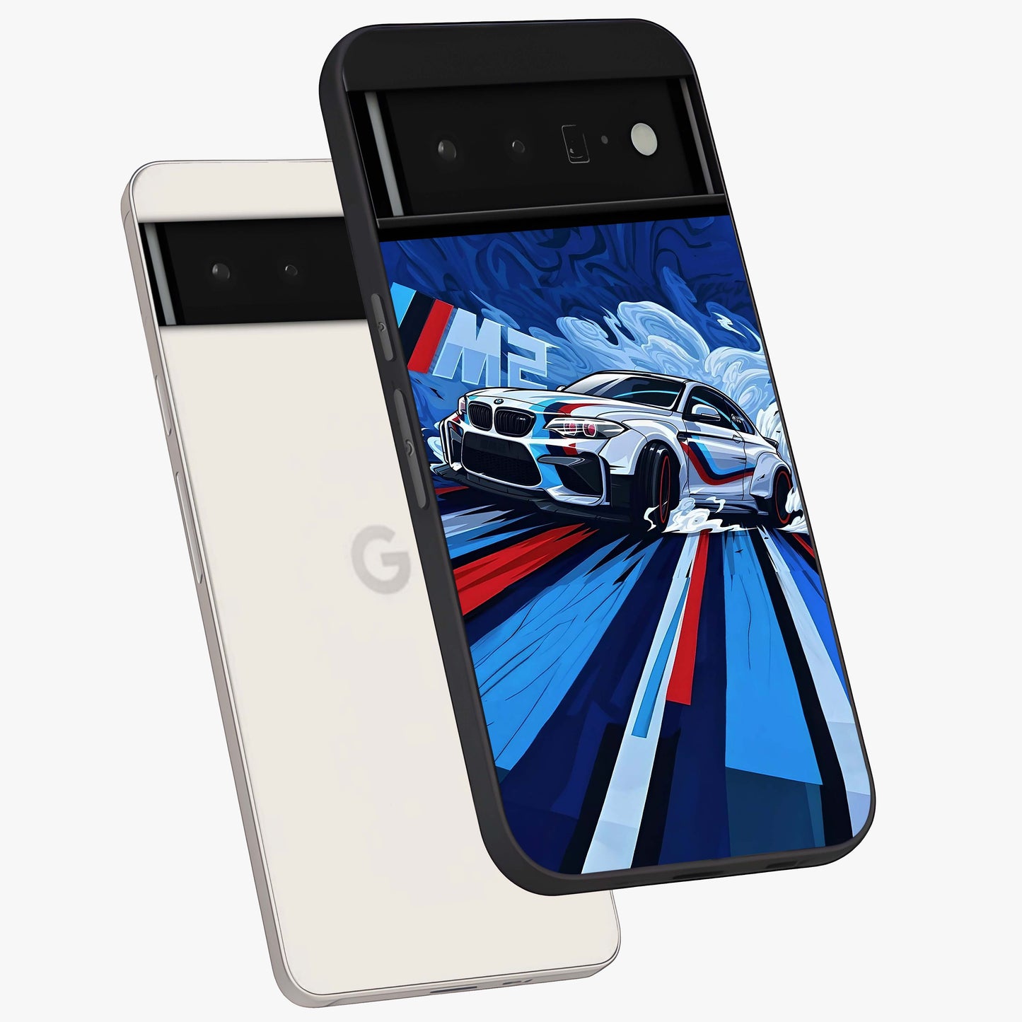 Drift Power Rush Glass Case displayed in angled mockup highlighting powerful drift car design with sporty aesthetic style.