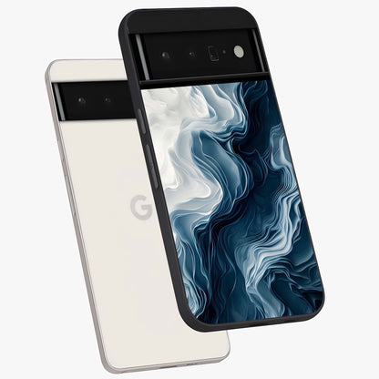 Ethereal Paper Marble Glass Case displayed in angled mockup highlighting elegant marble pattern with modern aesthetic style.