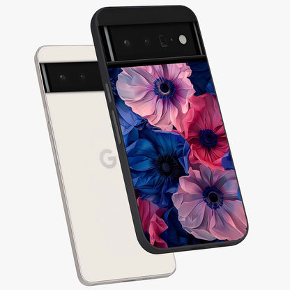Flower Paper Art Pattern Glass Case displayed in angled mockup highlighting layered paper flower design with artistic aesthetic.