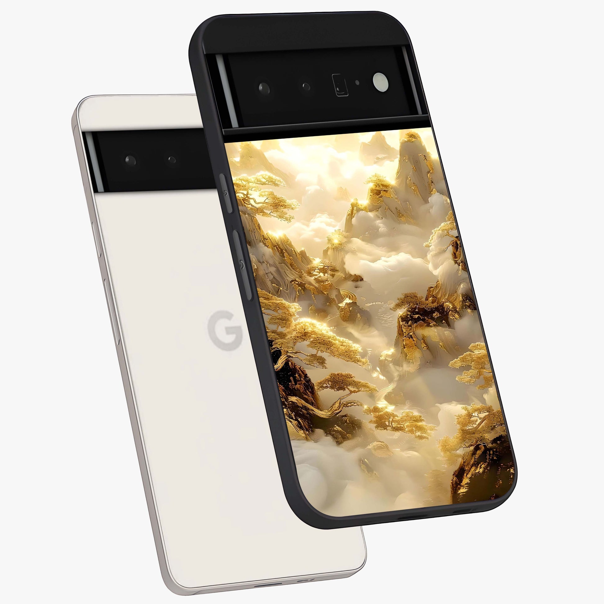 Gates Of Illumination Glass Case displayed in angled mockup highlighting radiant portal inspired design with fantasy aesthetic.