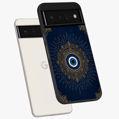 Golden Celestial Charm Glass Case displayed in angled mockup highlighting sparkling cosmic charm design with celestial aesthetic.