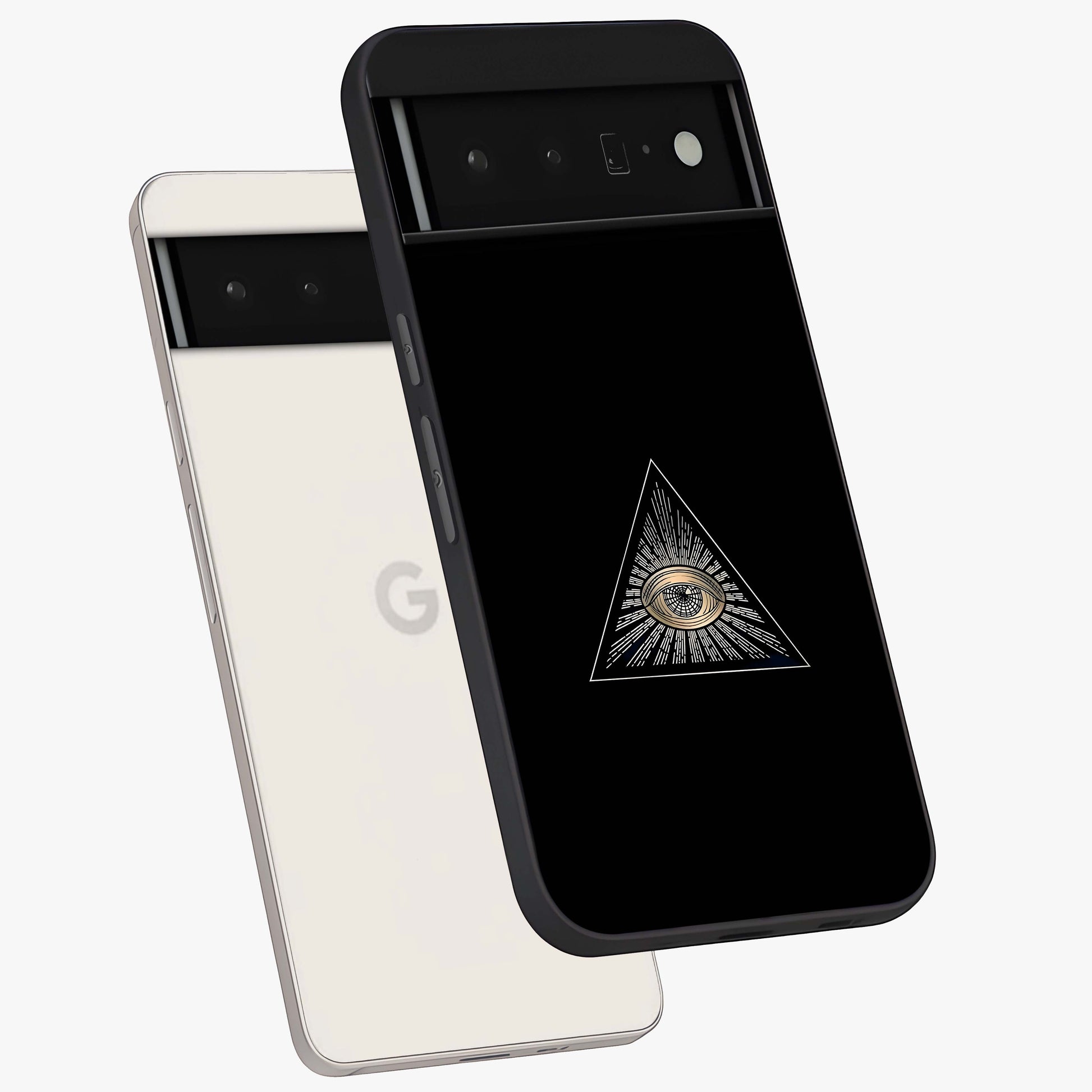 Illuminati Evil Glass Case displayed in angled mockup highlighting dark occult inspired design with bold aesthetic style.