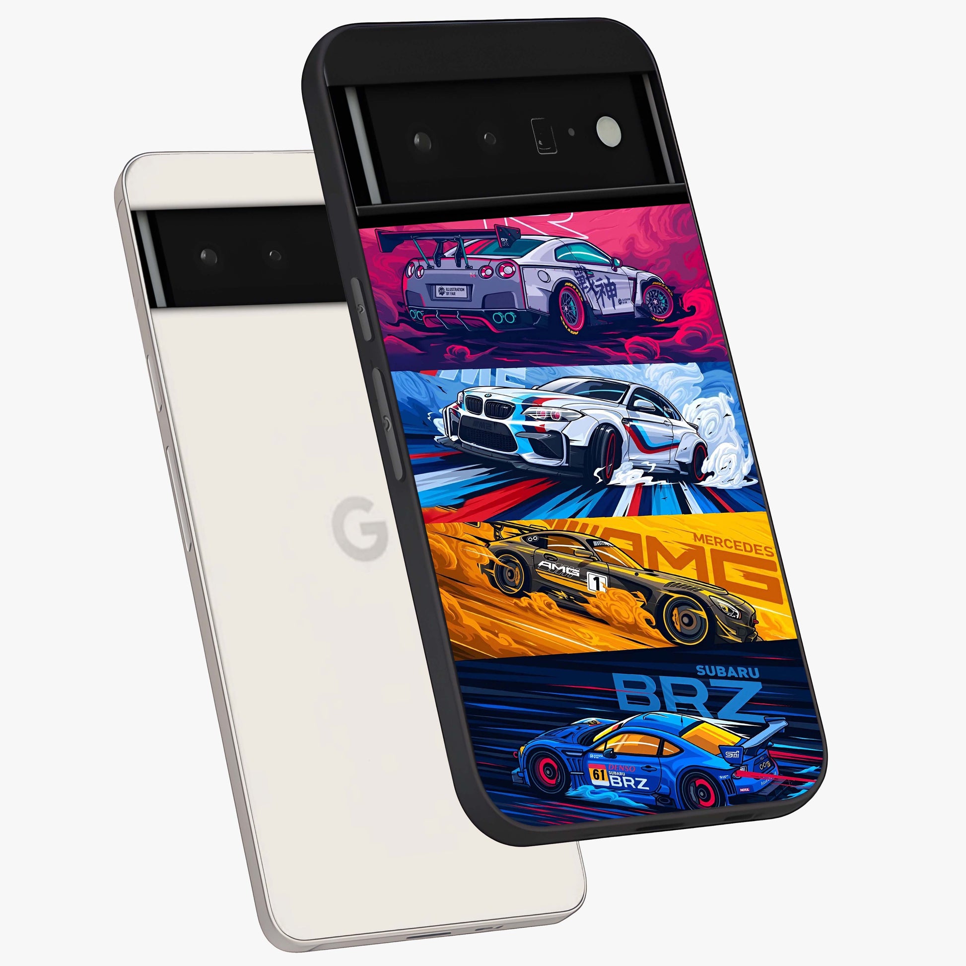 JDM Sports Car Glass Case displayed in angled mockup highlighting sleek Japanese racing car design with automotive aesthetic.