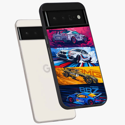 JDM Sports Car Glass Case displayed in angled mockup highlighting sleek Japanese racing car design with automotive aesthetic.