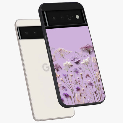 Lavender Blossom Dream Glass Case displayed in angled mockup highlighting dreamy lavender flower design with calming aesthetic style.