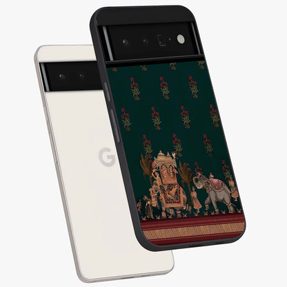 Macmerise Glass Case displayed in angled mockup highlighting trendy graphic design with sleek aesthetic style.