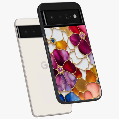 Marble Flower Pattern Glass Case displayed in angled mockup highlighting elegant marble floral design with modern aesthetic.