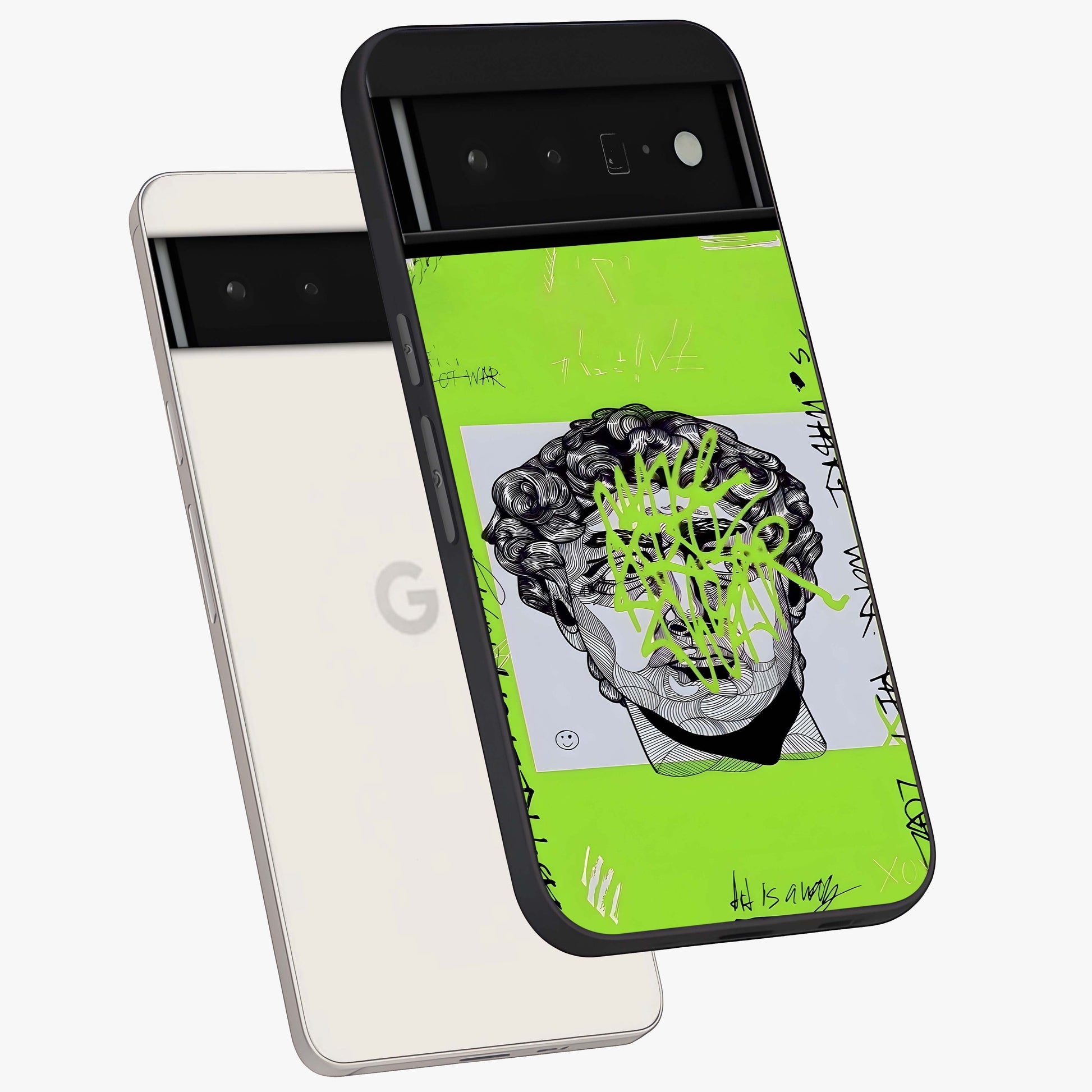 Neo Graffiti Rebellion Glass Case displayed in angled mockup highlighting urban street art design with rebellious aesthetic.