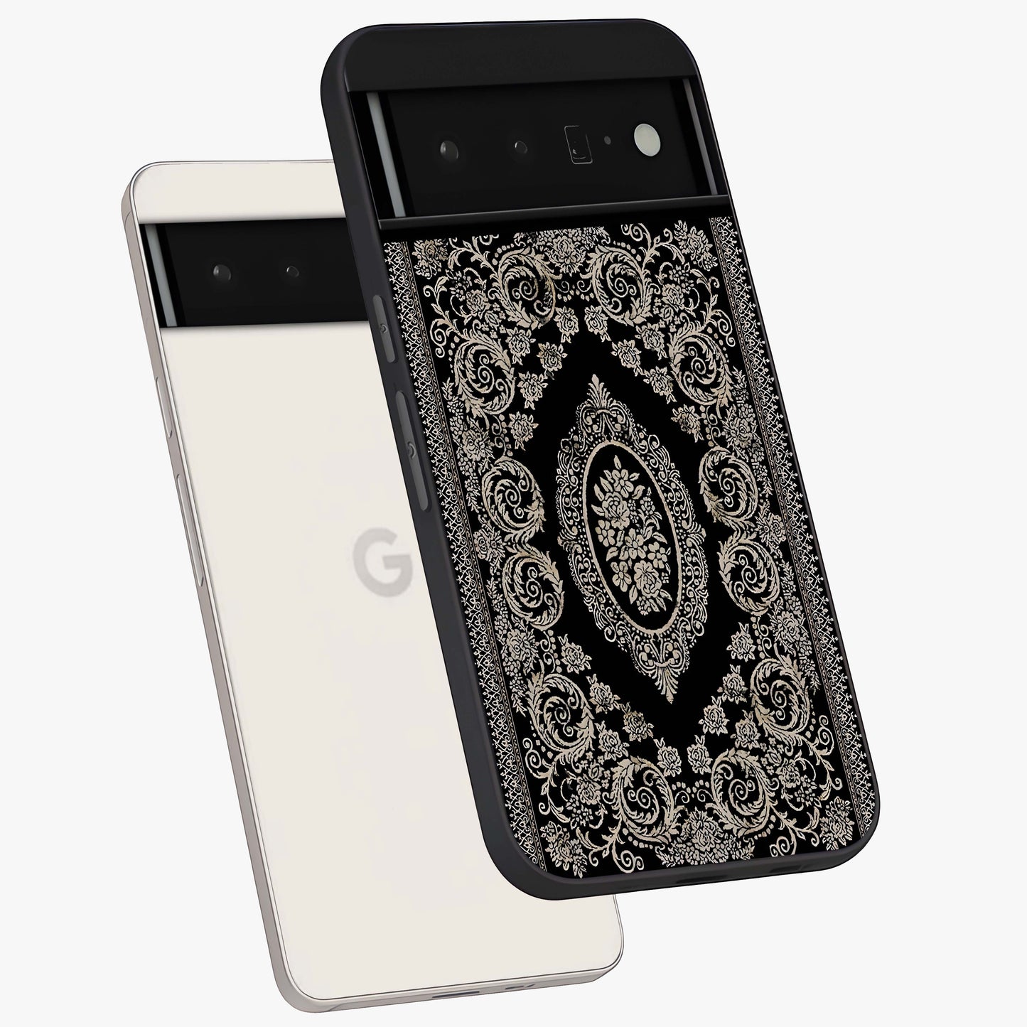 Noir Bloom Elegance Glass Case displayed in angled mockup highlighting refined flower design with stylish noir aesthetic.