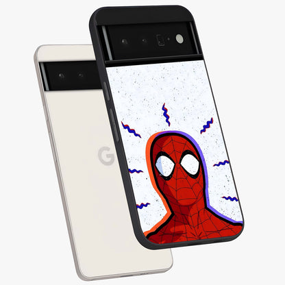 Omg Spiderman Glass Case displayed in angled mockup highlighting dynamic hero illustration with action comic aesthetic.
