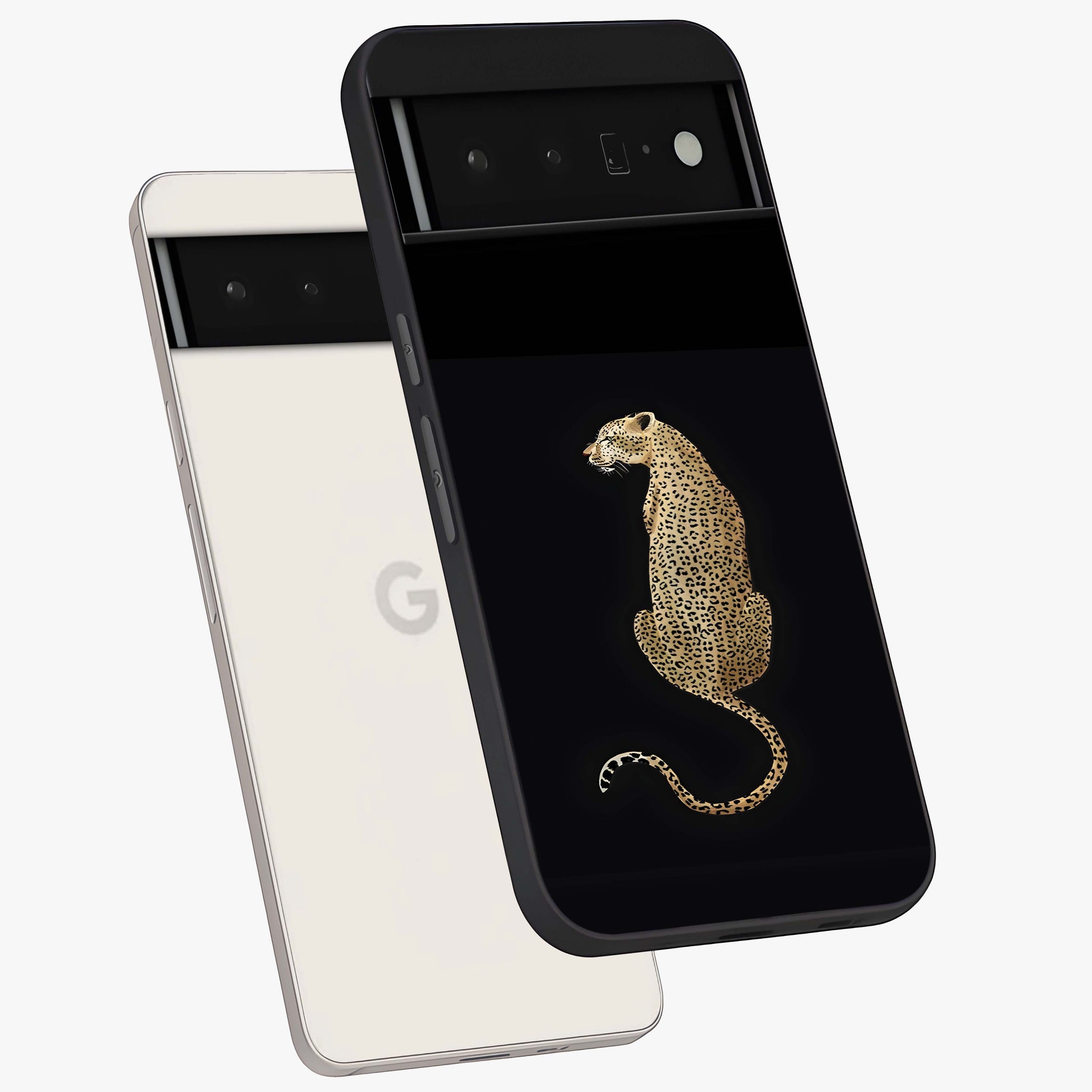 Regal Leopard Glass Case displayed in angled mockup highlighting powerful animal illustration with stylish wild aesthetic.