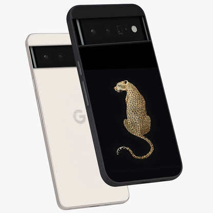 Regal Leopard Glass Case displayed in angled mockup highlighting powerful animal illustration with stylish wild aesthetic.