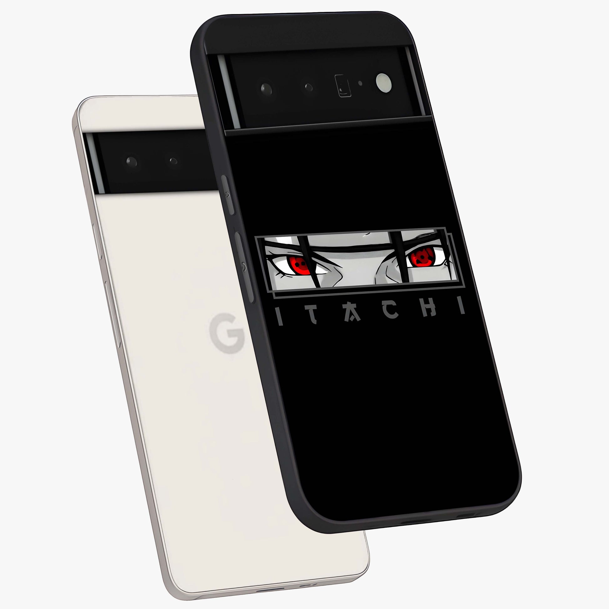 Scarlet Gaze Dominance Glass Case displayed in angled mockup highlighting intense visual design with bold scarlet aesthetic.