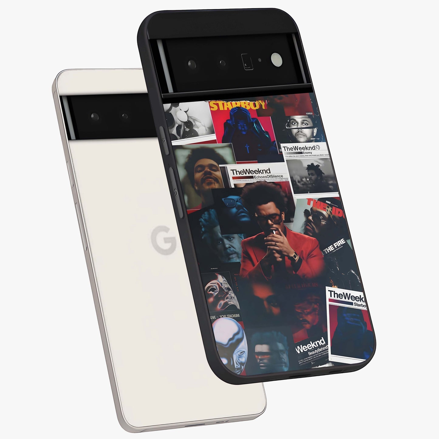 The Weeknd Glass Case displayed in angled mockup highlighting stylish pop culture inspired design with modern aesthetic.