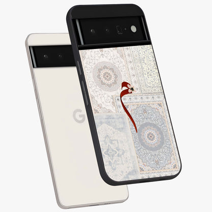 White Aesthetic Bow Glass Case displayed in angled mockup highlighting clean bow design with soft aesthetic style.