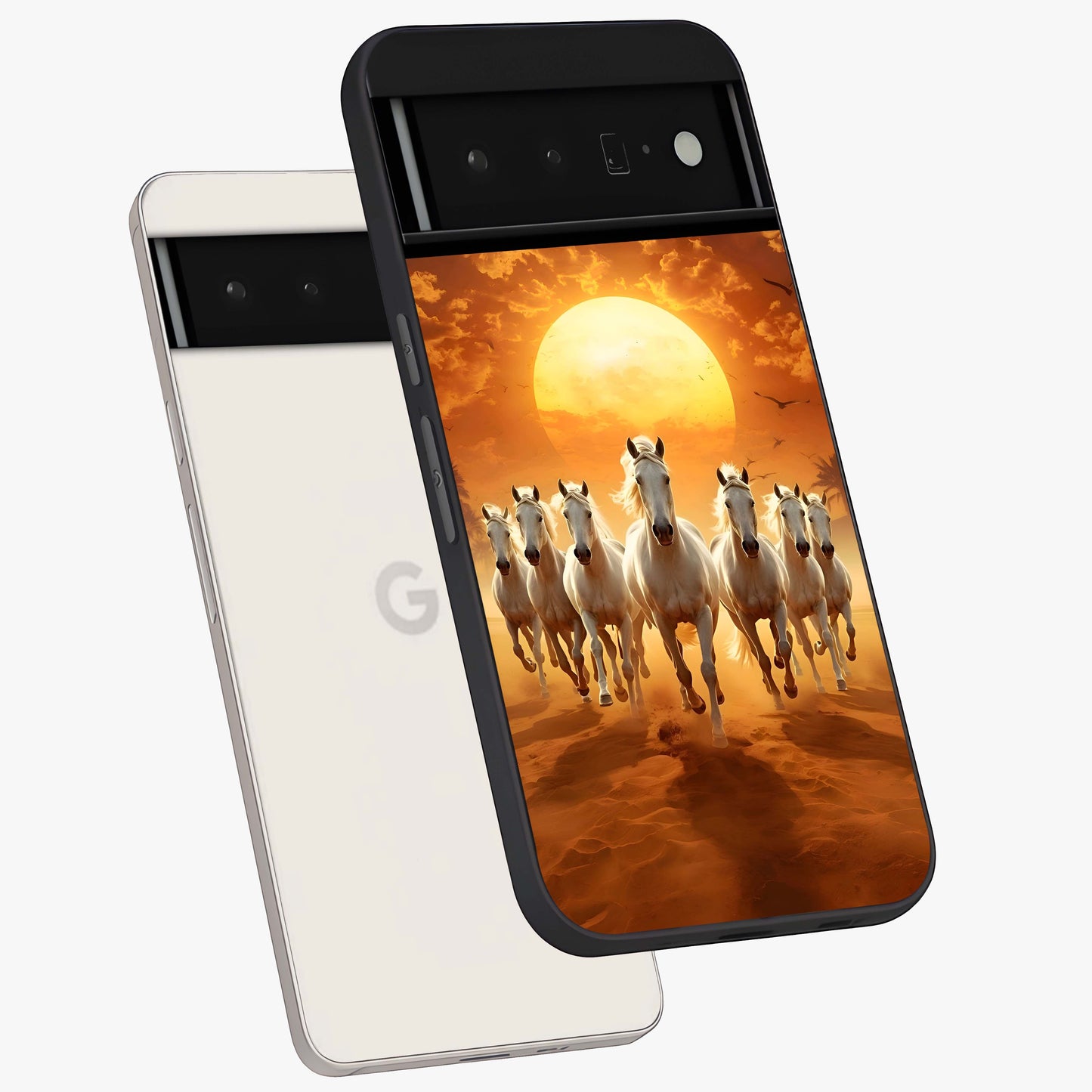 Wild Sunset Majesty Glass Case displayed in angled mockup highlighting vibrant sunset sky design with scenic aesthetic.