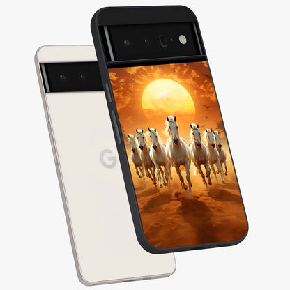 Wild Sunset Majesty Glass Case displayed in angled mockup highlighting vibrant sunset sky design with scenic aesthetic.