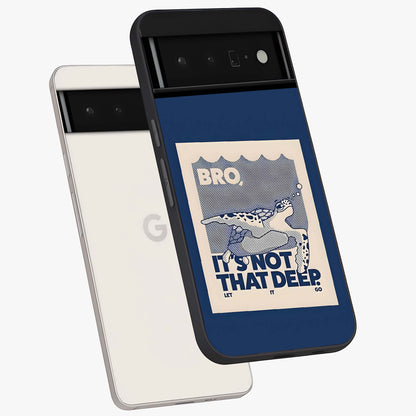 Worry Less Swim Glass Case displayed in angled mockup highlighting fun typography design with relaxed aesthetic style.
