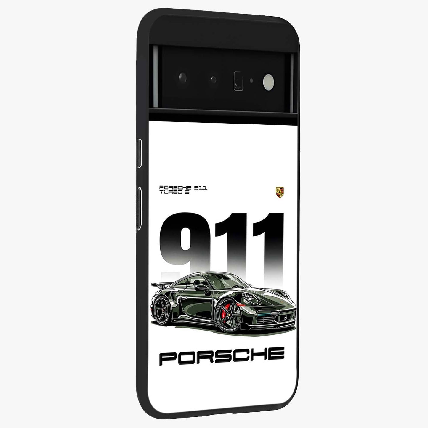 911 Turbo Dominance Glass Case upright perspective showcasing powerful racing design and modern automotive aesthetic.