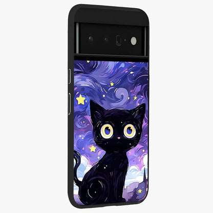Abstract Cat Art Glass Case upright view showcasing creative feline illustration and aesthetic artistic style.