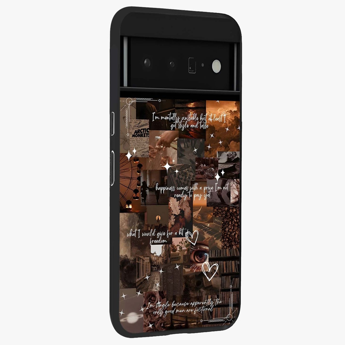 Bittersweet Aesthetic Chaos Glass Case upright view showcasing bold artistic chaos design with modern aesthetic style.