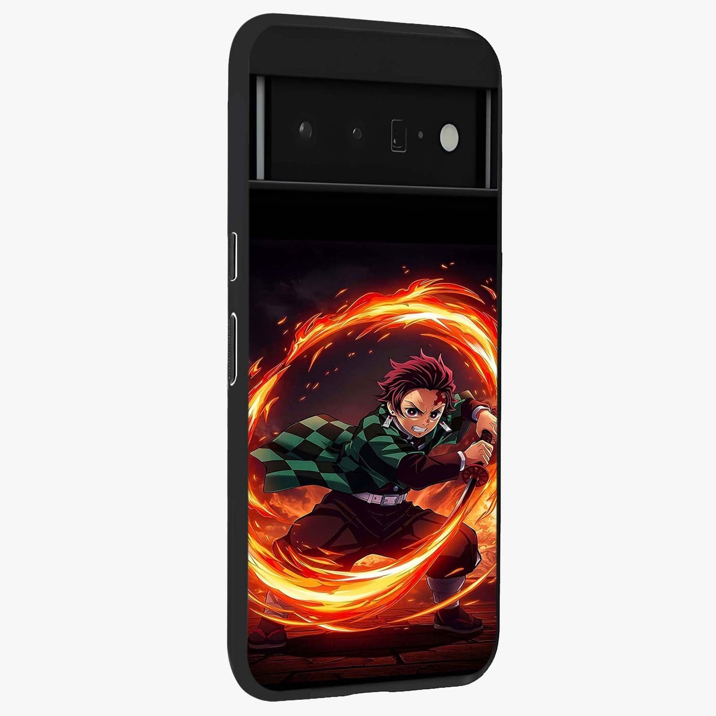 Blazing Sword Resolve Glass Case upright view showcasing dramatic warrior inspired artwork with intense visual style.