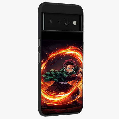 Blazing Sword Resolve Glass Case upright view showcasing dramatic warrior inspired artwork with intense visual style.