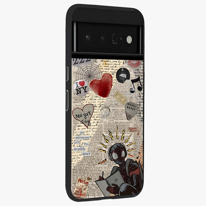 City Dream Sketch Glass Case upright view showcasing urban skyline artwork with stylish hand drawn design.