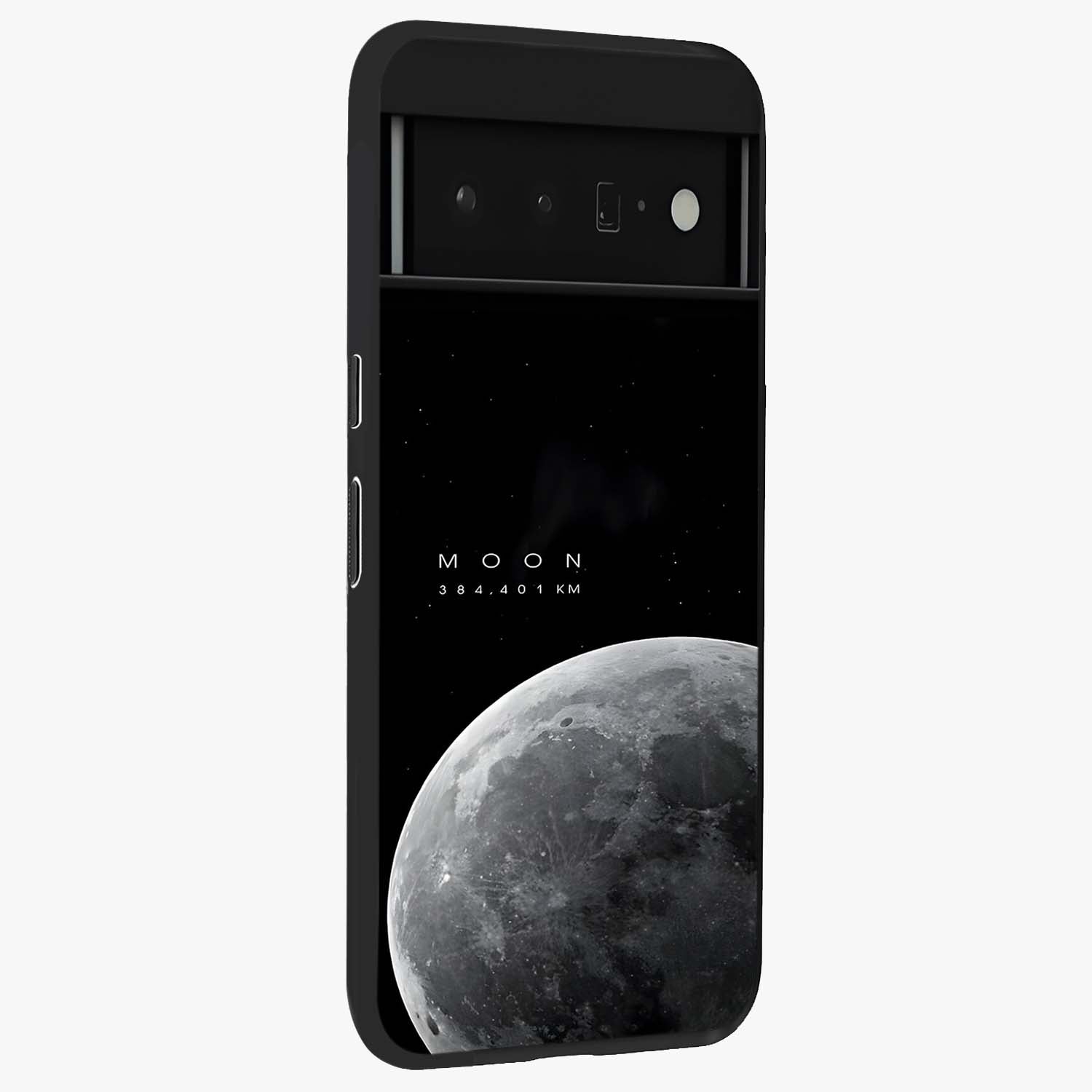 Cosmic Moon Glow Glass Case upright view showcasing luminous moon illustration with dreamy cosmic style.