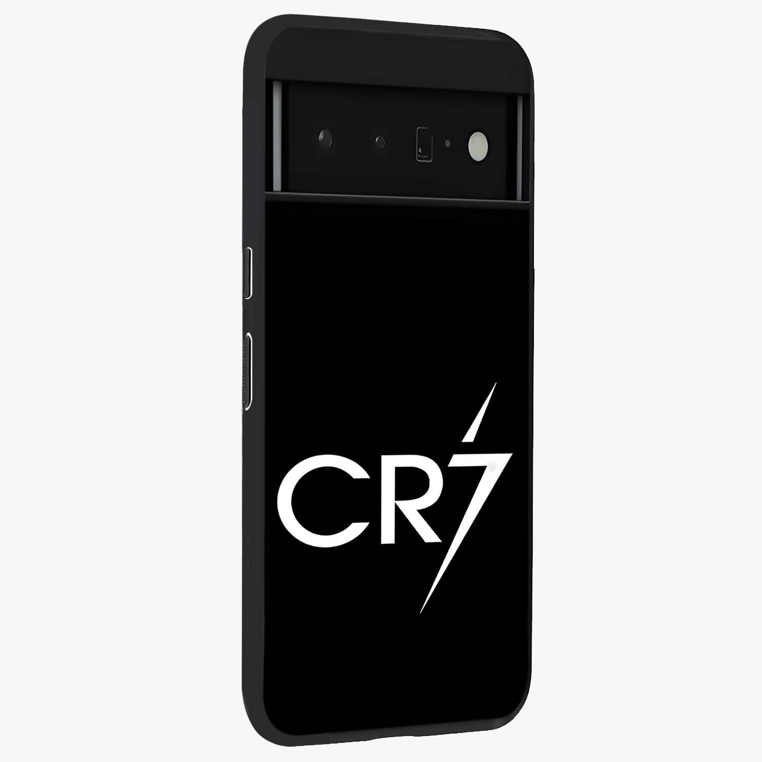 Cr7 Elite Strike Glass Case upright view showcasing energetic football inspired design with modern sports aesthetic.