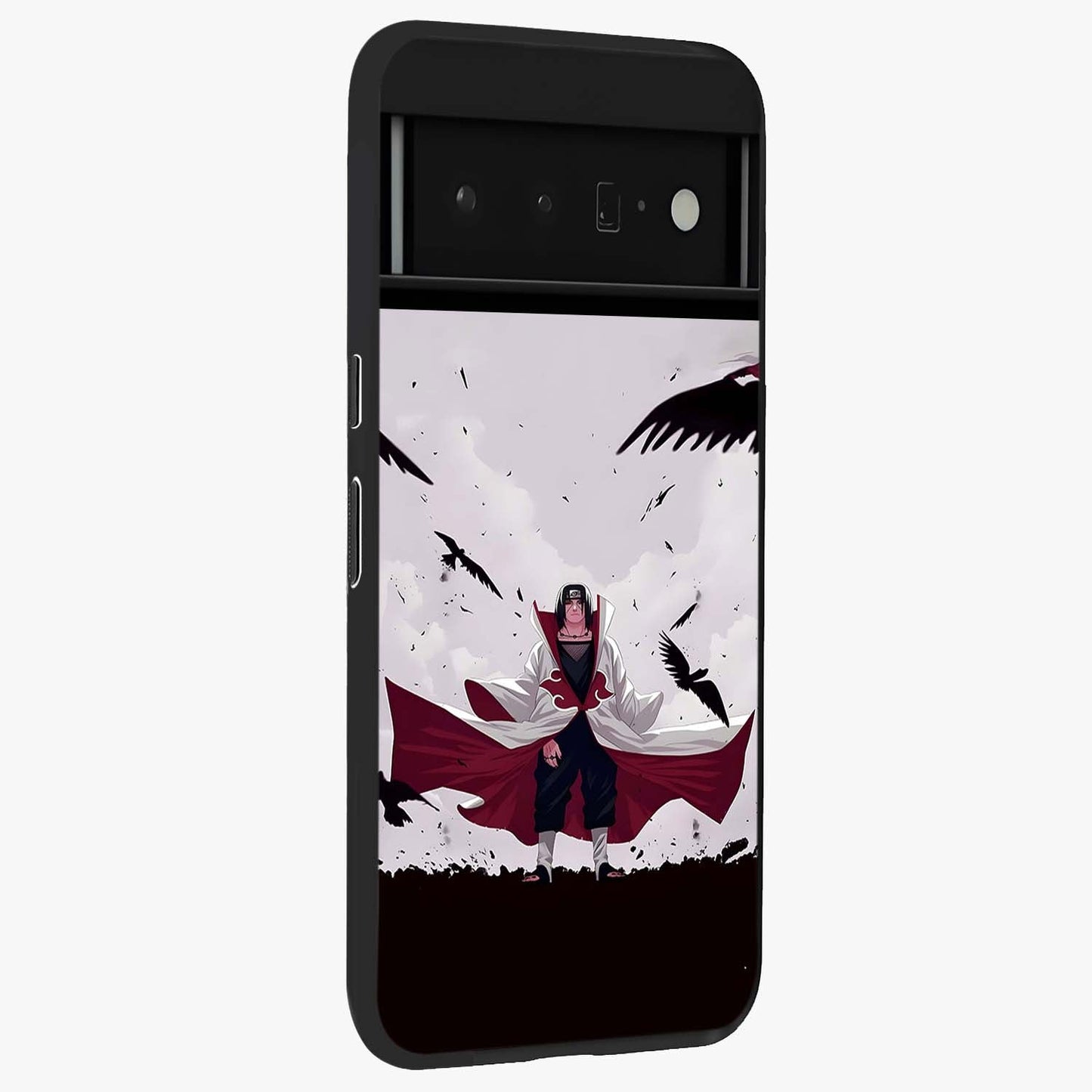 Crimson Crow Ascension Glass Case upright view showcasing dramatic crow artwork with bold gothic theme.