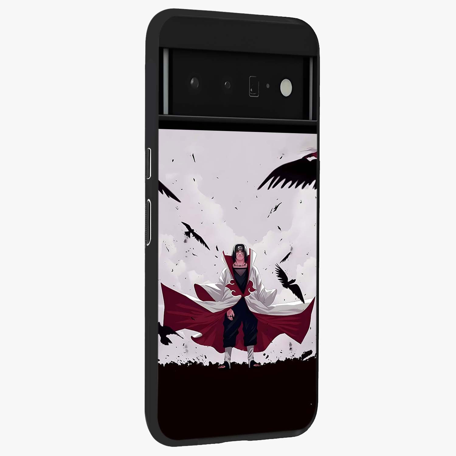 Crimson Crow Ascension Glass Case upright view showcasing dramatic crow artwork with bold gothic theme.
