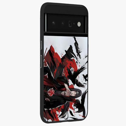 Crimson Crow Illusion Glass Case upright view showcasing striking crow illusion artwork with intense crimson theme.