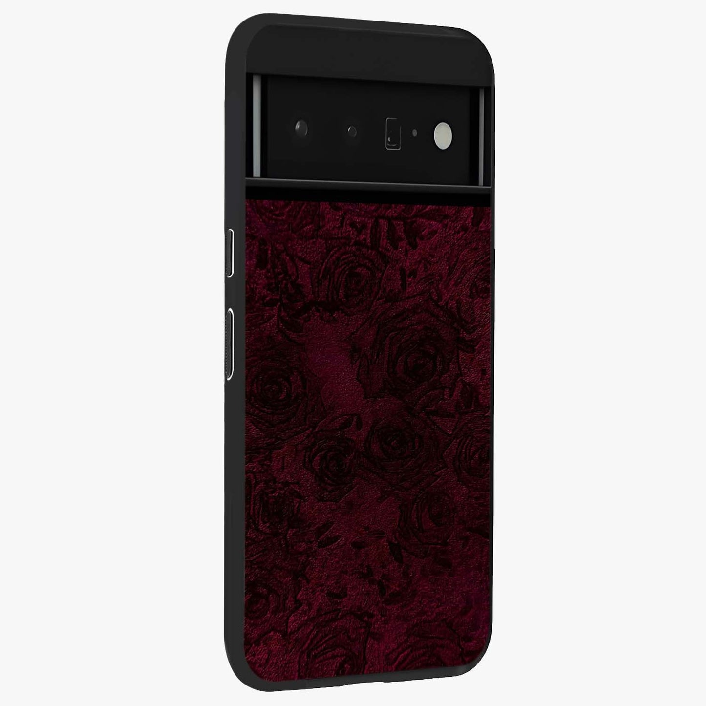 Crimson Fade Flow Glass Case upright view showcasing dynamic crimson flow artwork with stylish abstract theme.